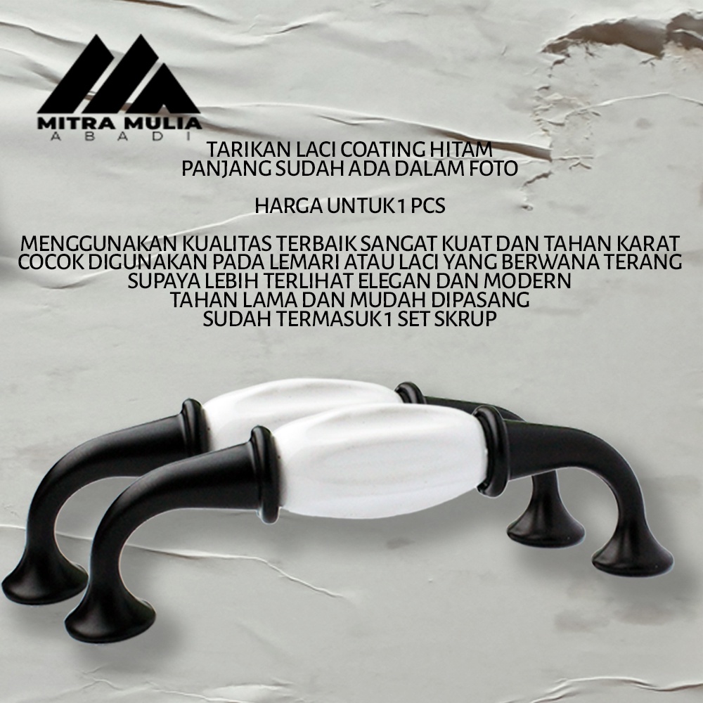 tarikan Laci Coating Hitam | Handle Gagang Pintu Lemari | Handle Laci - 9009