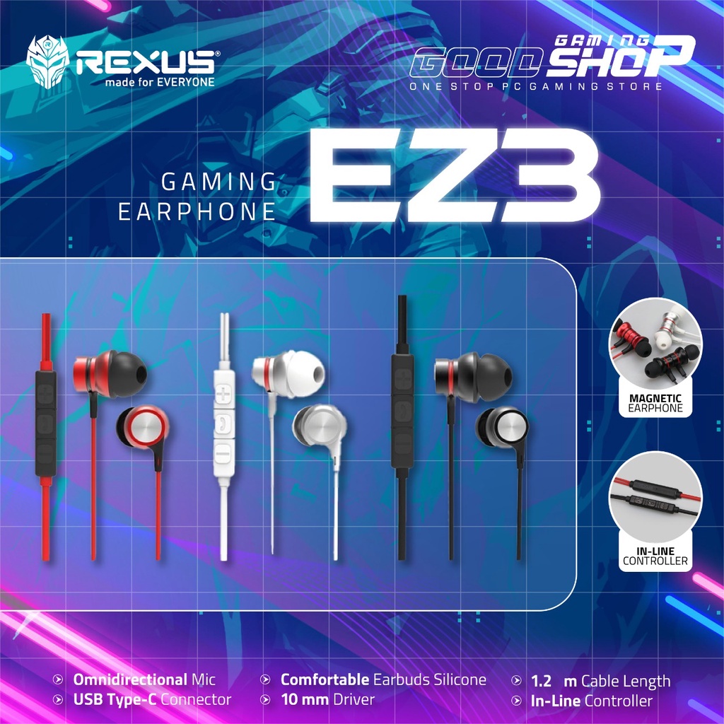 Rexus Earphone EZ3 Type C Connector with Mic