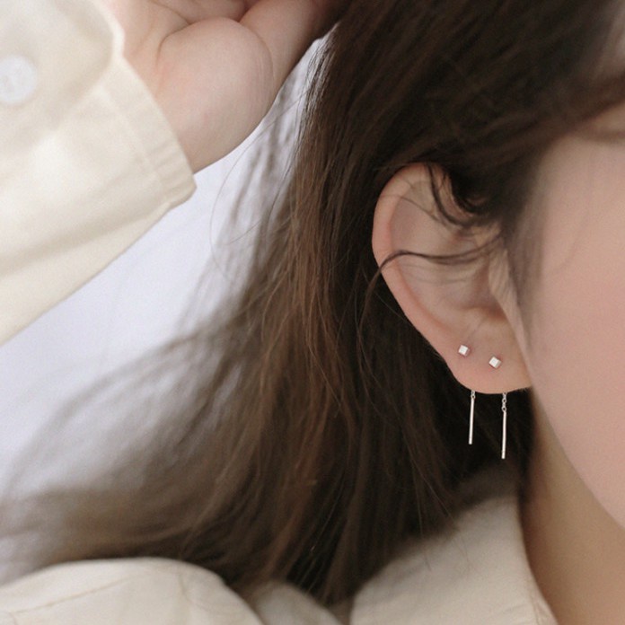 1 Pair Korean Geometric Long Tassel Bar Drop Earrings For Women