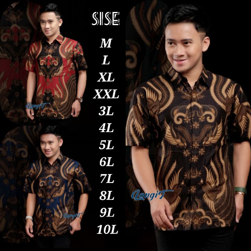 BATIK HEM LENGAN PENDEK SIZE JUMBO M L XL XXL 3XL 4XL 5XL 6XL 7XL 8XL 9XL 10XL MOTIF SOANG BURGUNDY