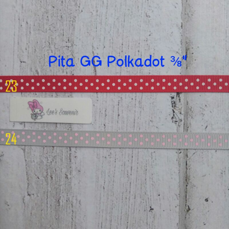 

Pita GG Polkadot Merah & Abu-Abu - ⅜