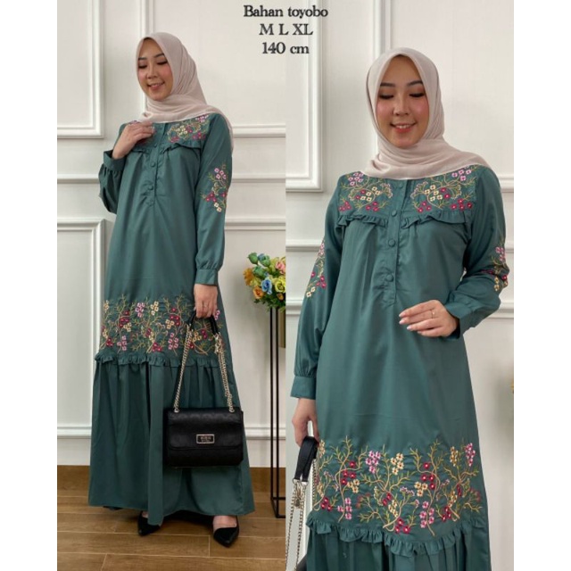 Gamis ridd premium original / Gamis bordir toyobo / Gamis toyobo / Fashion muslim terbaru