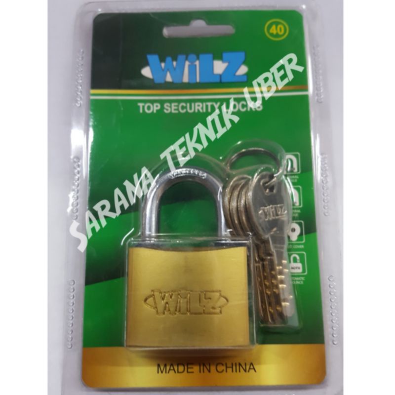 Gembok kuning wilz 40 pendek / gembok wilz 40 pendek