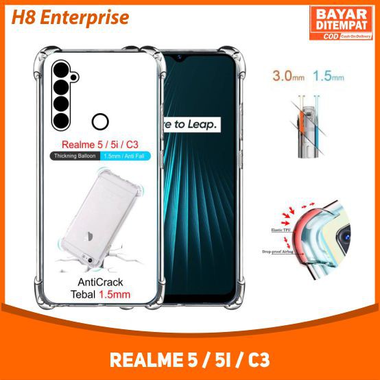 Case Anti Crack Realme 5 5i / C3 Casing Shockproof Dengan Tebal 1.5mm