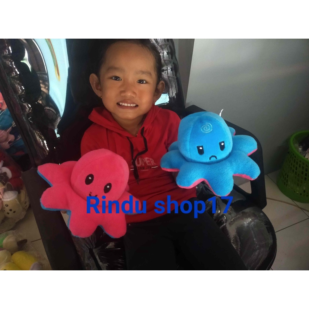 Boneka Gurita Octopus Bolak - Balik Dua Sisi Reversible MENYALA