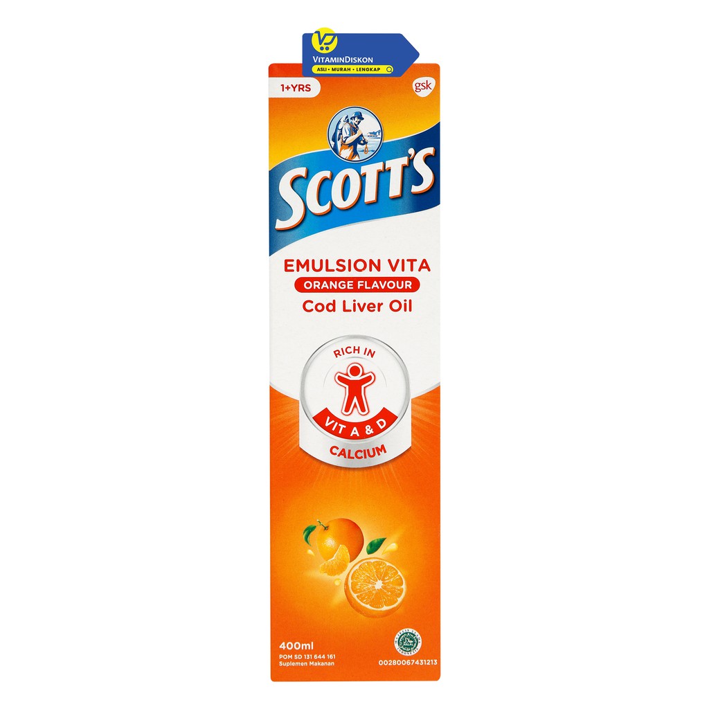 ScottS Emulsion Vita Orange Suplemen Kesehatan Otak Dan Pertumbuhan Anak - 400 Ml