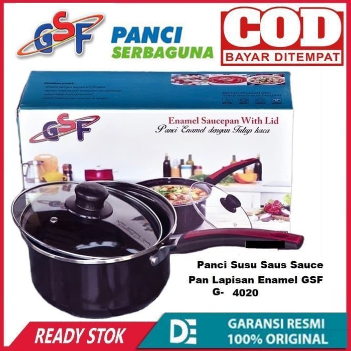 GSF-4020 Panci Enamel Anti Lengket Saucepan 20 Cm + Tutup Kaca