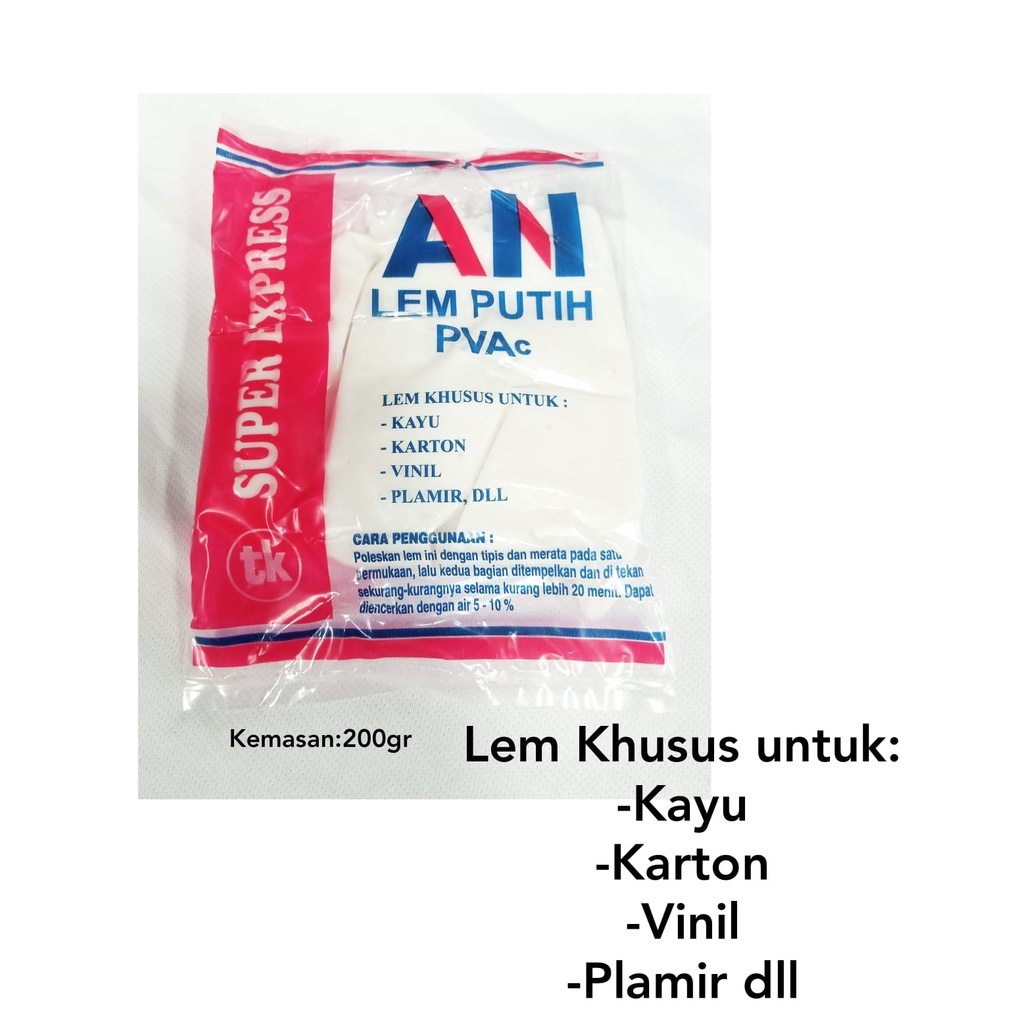 

Lem Putih AN PVAc 200gr \ Lem Putih \ Lem Kertas \ Lem Karton \ lem vynil \ Lem Plamir 200gr