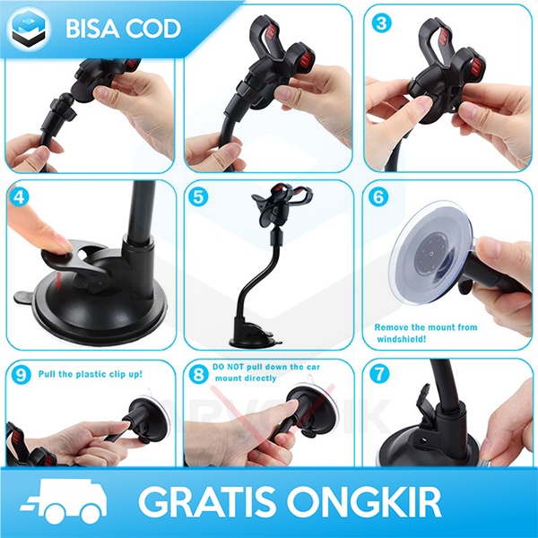 LAZYPOD HOLDER HP MOBIL 6 INCH FLEKSIBEL NECK 022 SUCTION PLASTIC CLIP