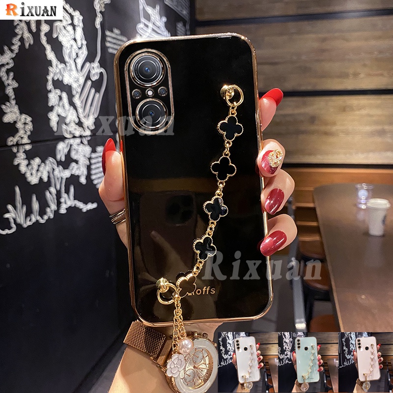 Casing Silikon Huawei Nova 9 SE Nova 8i 7i 7SE 5T Nova3i Y6P Y7A Y9S Y7 Pro Y9 Prime 2019 Motif Daun Clover