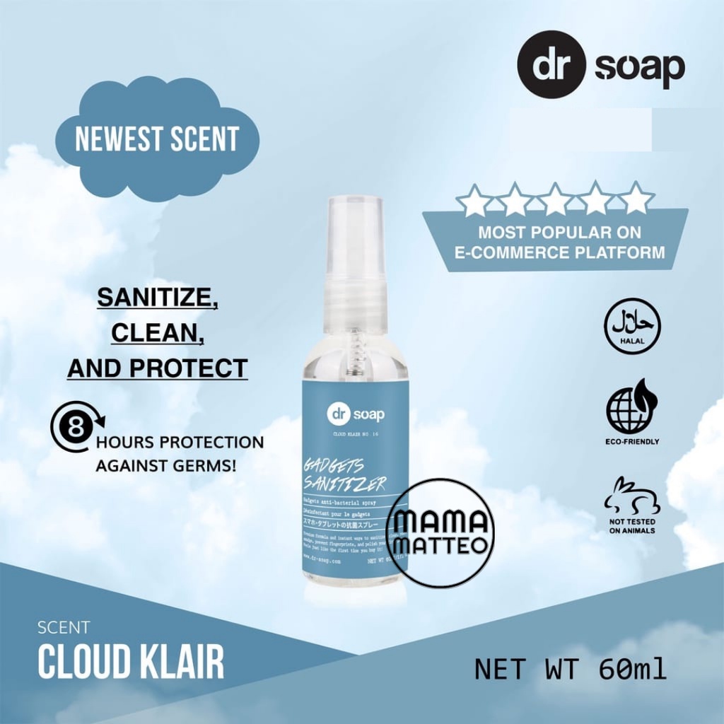 DR SOAP GADGET Sanitizer 60ml / Cannary Row / Cloud Klair / dr soap Antibakterial Pembersih Hp / iPad / Laptop