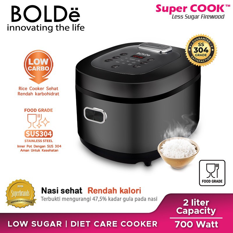 BOLDe Rice Cooker Less Sugar 2 Liter