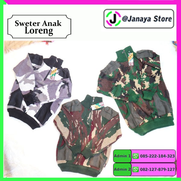 Sweater Rajut Loreng Anak Motif Kopassus Malvinas Gurun