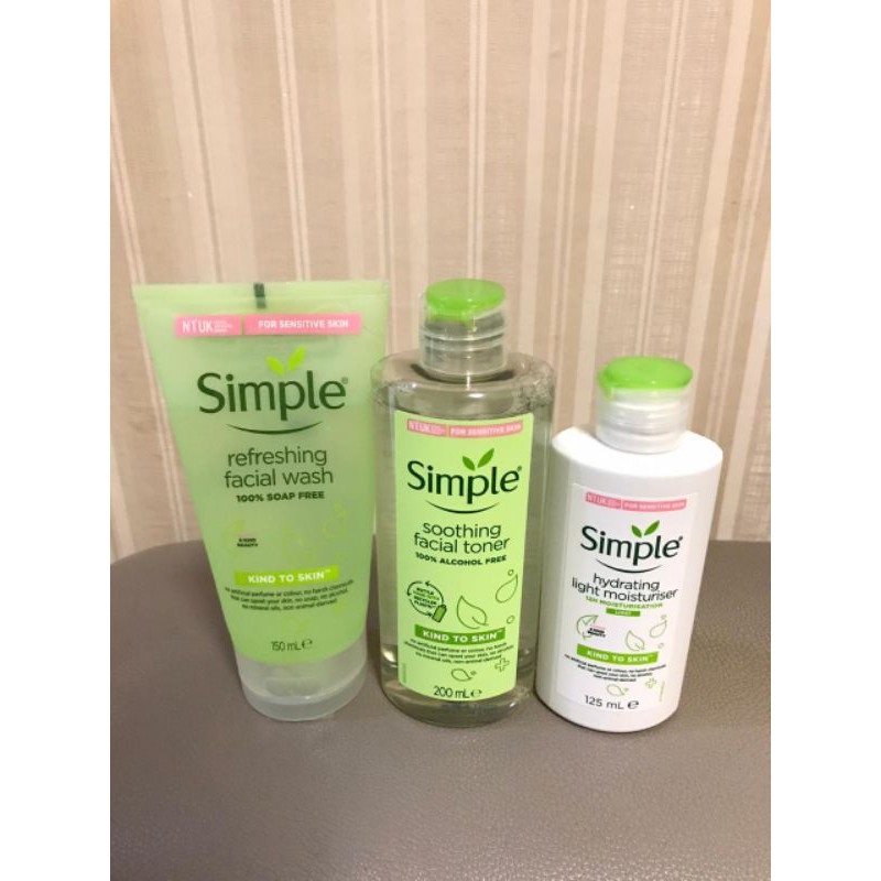 Simple Refreshing Facial Wash Soothing Facial Toner Hydrating Light Moisturiser share in jar