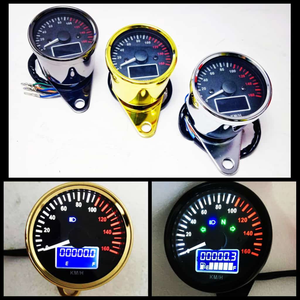Speedometer spidometer bulat jarum dan bensin digital bulat hitam