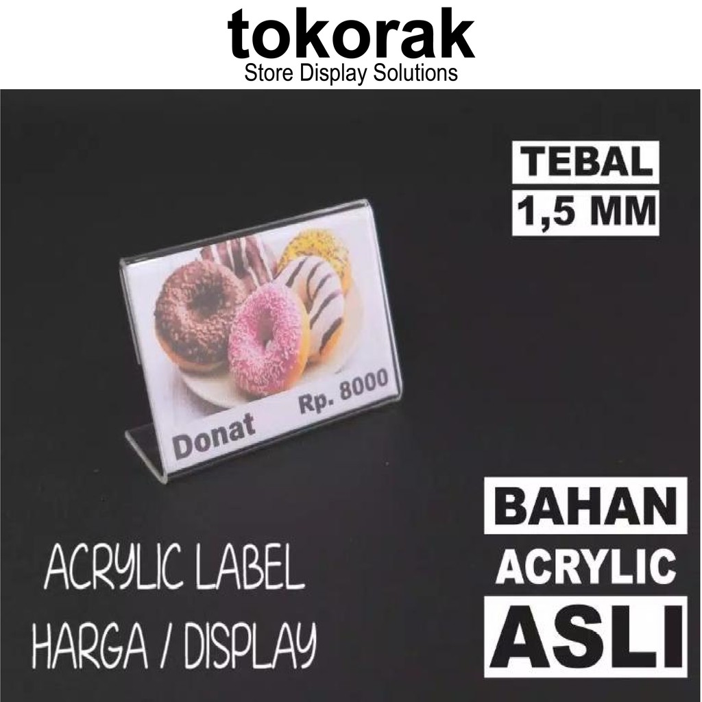 ACRYLIC LABEL HARGA 4X6 CM/10PCS STAND PRICE TAG CARD DATA MINIMARKET