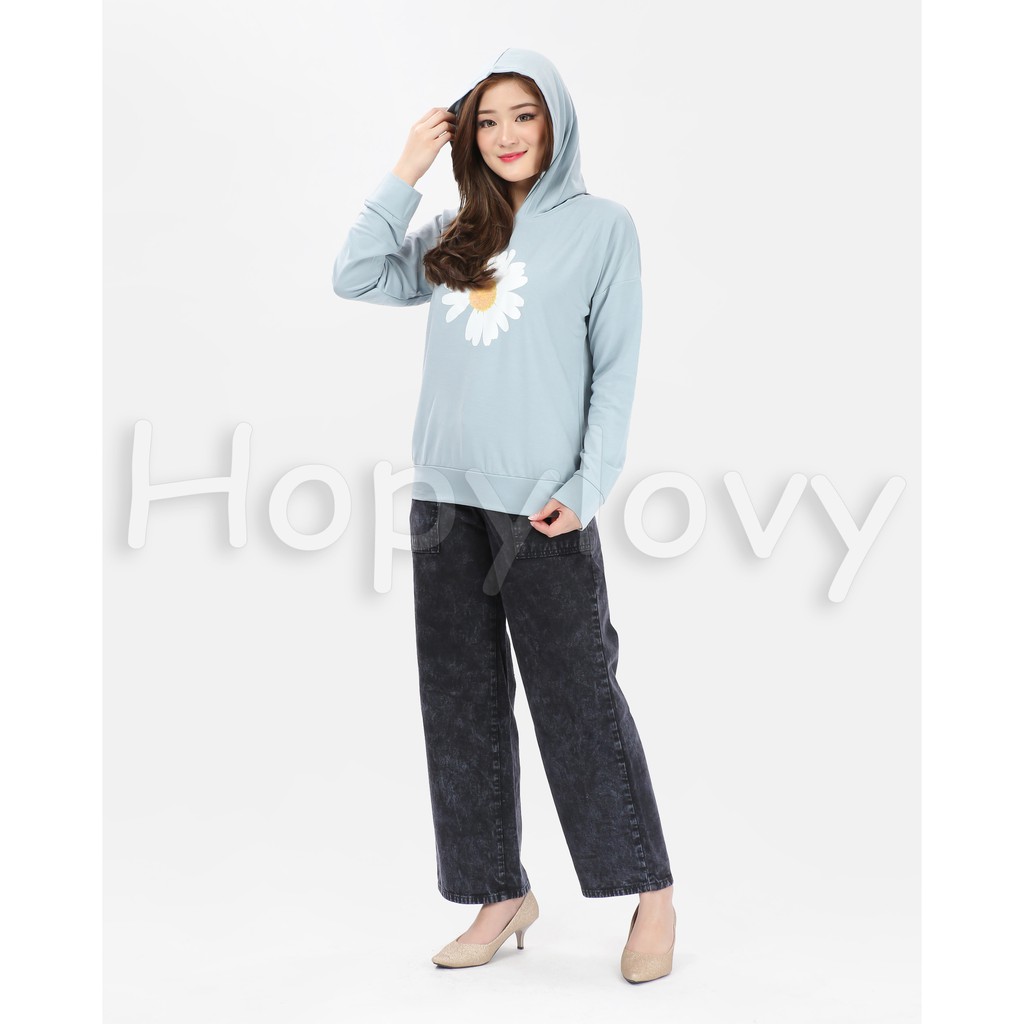 HOPYLOVY Sweater Hoodie Wanita Motif Daisy