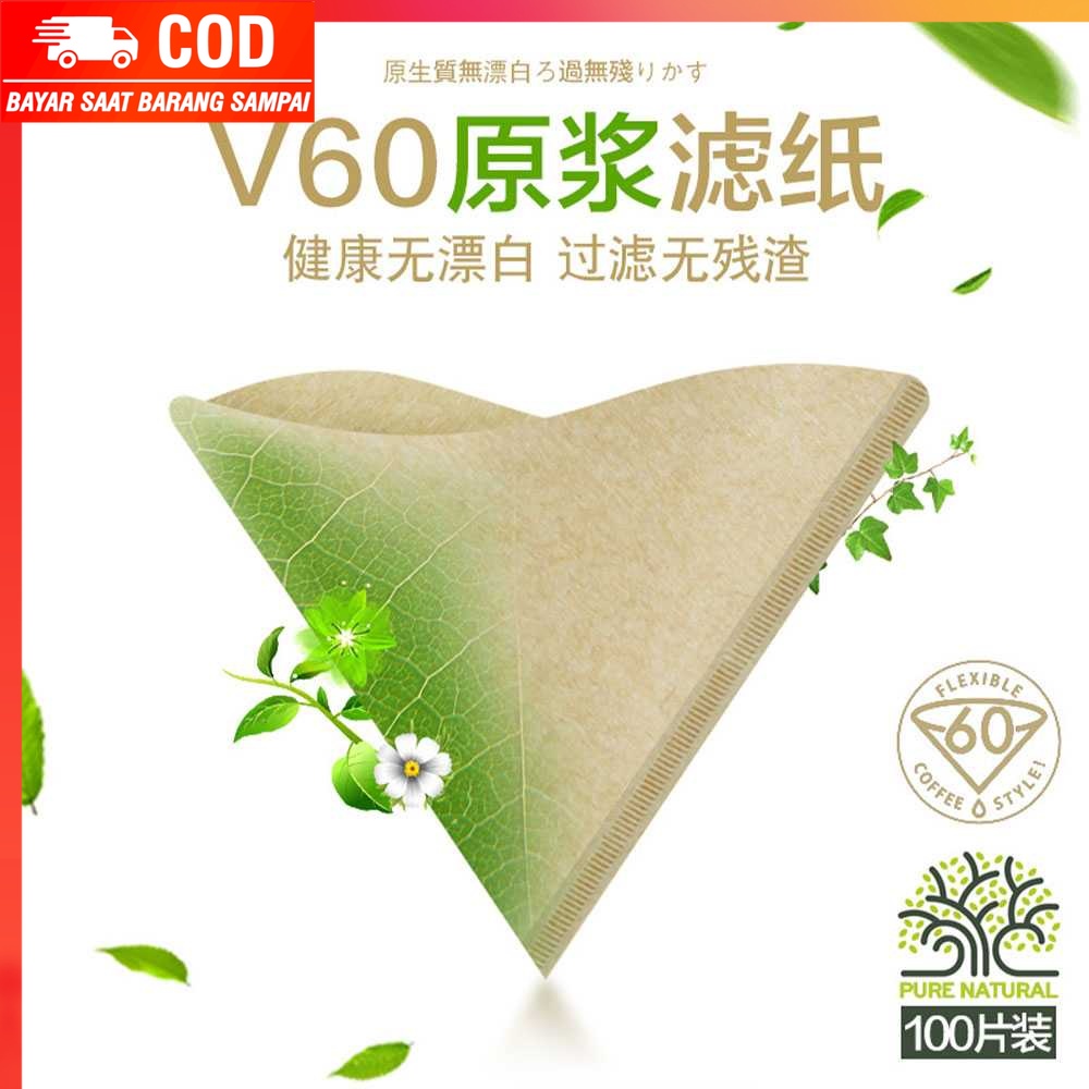 (100% BARANG ORI) OOTDTY Kertas Filter Saringan Kopi V60 Drip 1-2 Serving 100PCS YA1131