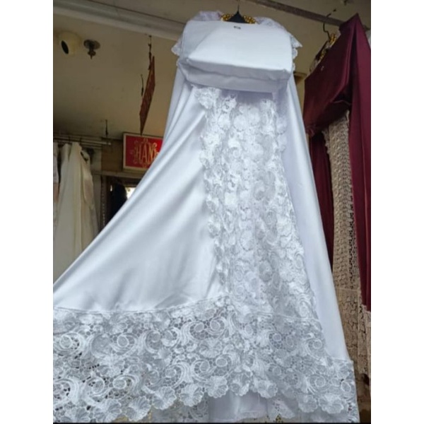 Mukena 3in1 Lebaran Bordir Putih Silk Mewah Renda Halus Modern Premium Remaja Dewasa Luthfiyah