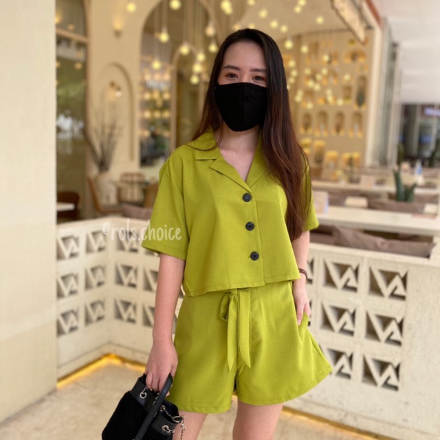 TALIA SET - GREEN LIME (All Size) / SATU SET PAKAIAN WANITA