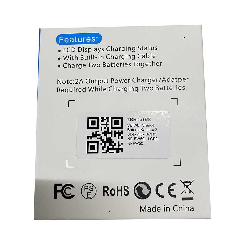 SEIWEI Charger Baterai Kamera 2 Slot untuk SONY NP-FW50 - LCD2-NPFW50-Hitam