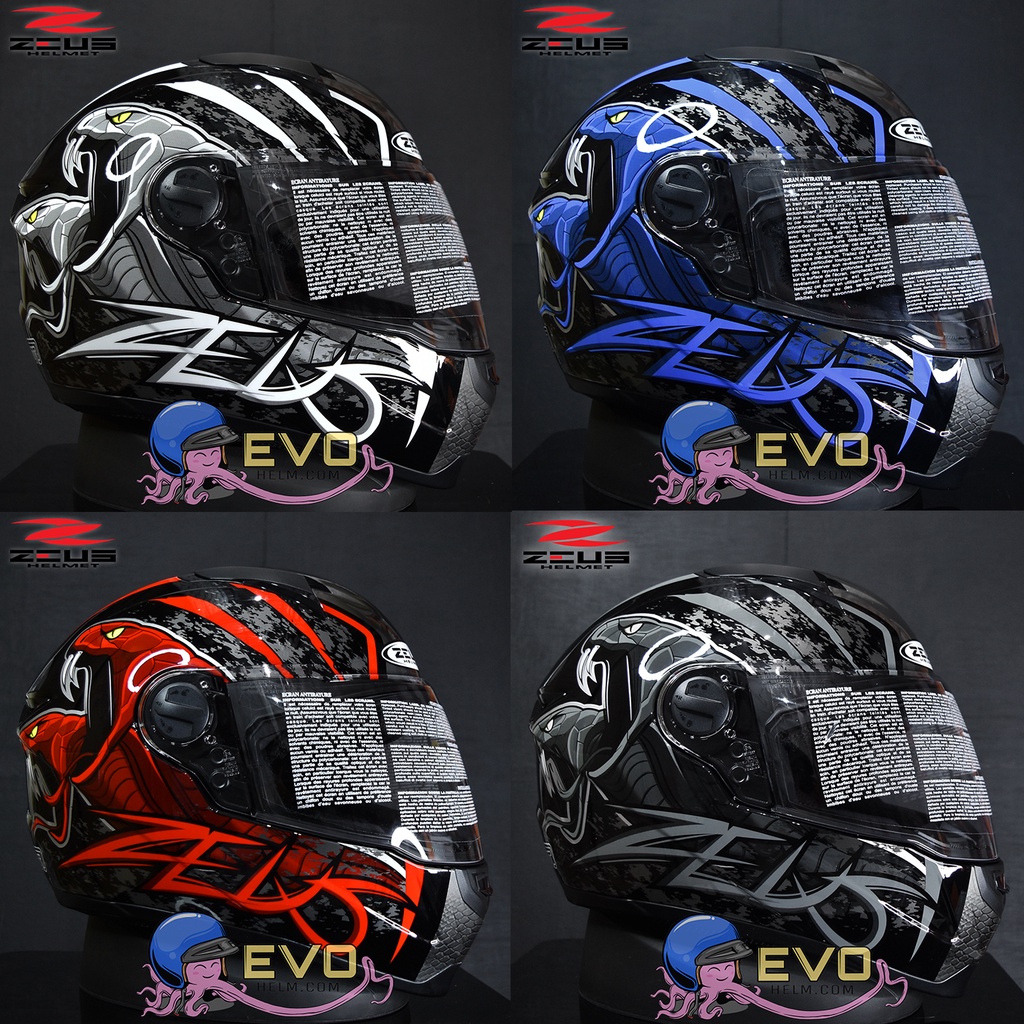 HELM ZEUS FULL FACE ZEUS 811 AL48 ORIGINAL HELM ZEUS ZS811 MOTIF COBRA TERBARU - ONGKIR 2KG