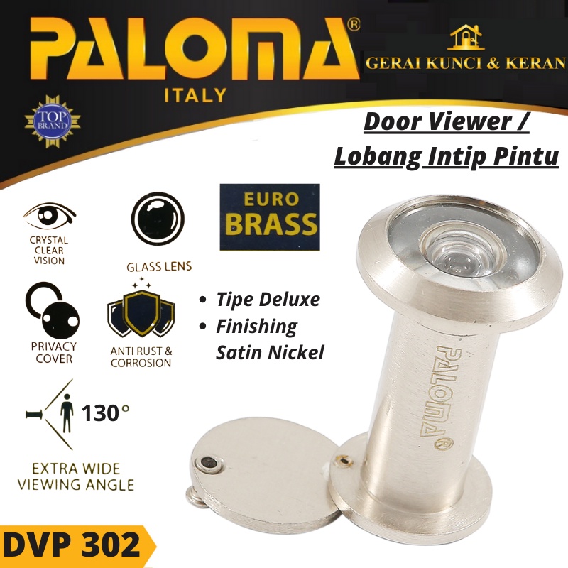 LUBANG PINTU INTIP  PALOMA DOOR VIEWER DVP 302 DELUXE SATIN NICKEL 130 DERAJAT