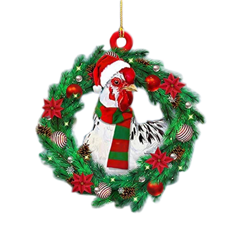 Liontin Desain Santa Claus Snowman Ayam Untuk Dekorasi Pohon Natal