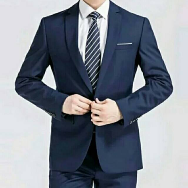 BLAZER PRIA | JAS RESMI | WARNA NAVY LIST PUTIH | EXCLUSIVE RESMI