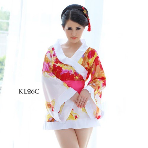 [PRODUK FAVORIT] KIMONO JEPANG BAJU KIMONO WANITA PIYAMA KIMONO PUTIH SABUK PINK KL26C