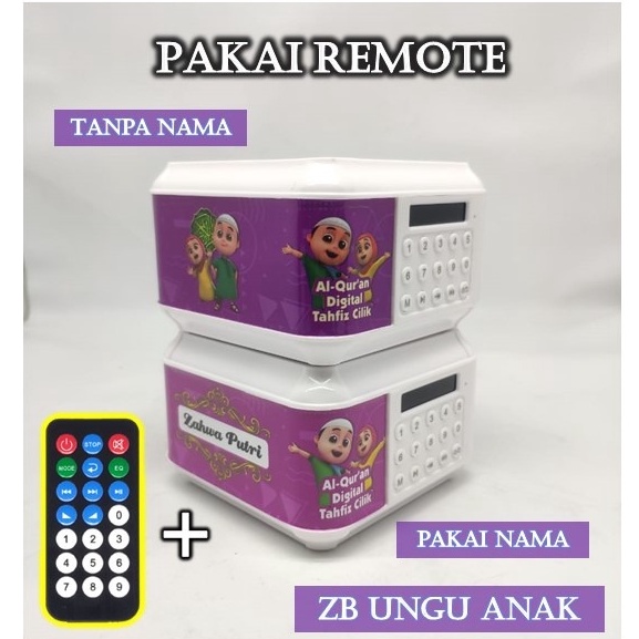 (BISA REQUEST NAMA.) SPEAKER ALQURAN ADVANCE TP600 16GB BLUETOOTH/UST.SOMAD-ZB UNGU ANAK REMOTE