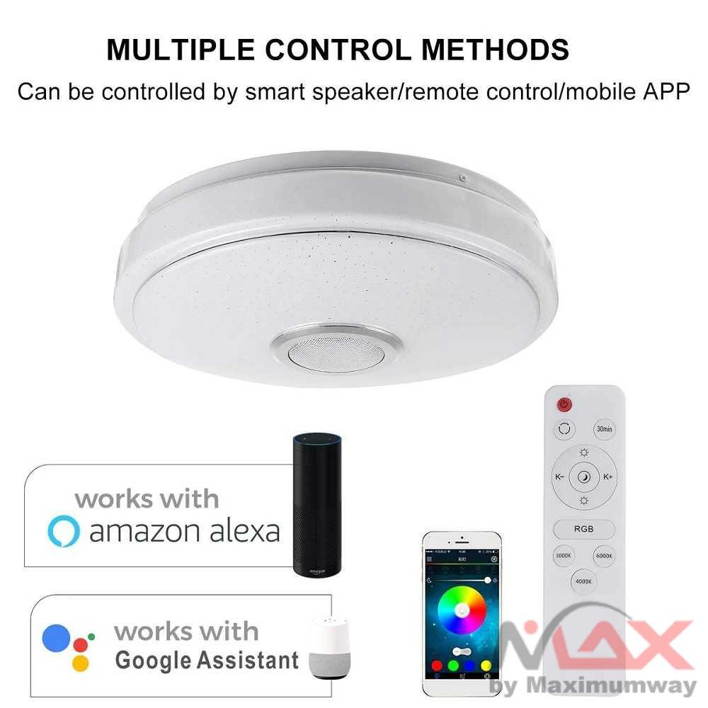 Lampu led Plafon RGB dengan speaker dan Wifi design modern minimalis Smuxi Lampu LED RGB Plafon minimalis modern Light Bluetooth Speaker 36W 33cm pintar smart remote dekorasi canggih- BR1530 WiFi Modern RGB LED Ceiling Light Home Lighting APP bluetooth