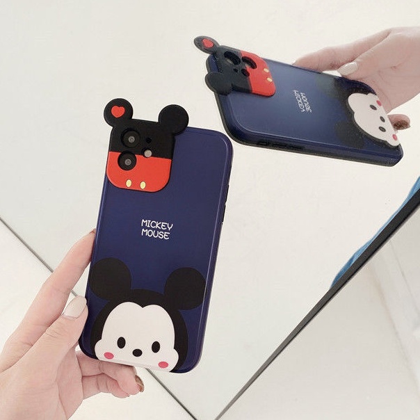 Casing ponsel Kartun Kamera Stereo Ear 11 12 iPhone 7 8SE 7 8Plus Xr XsMax 11ProMax Xr 11Pro All-inclusive 12ProMax 12Pro Penutup perlindungan penuh