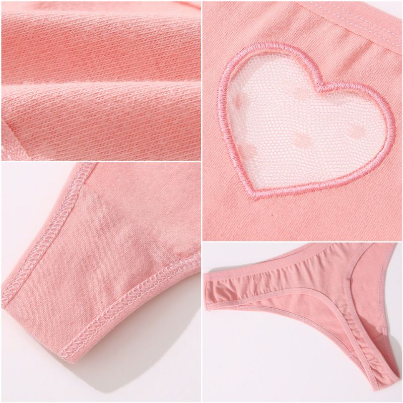 FINETOO FT09 Sexy Celana Dalam Renda Hati Wanita Thong Women Heart Lace Panty Soft G-string