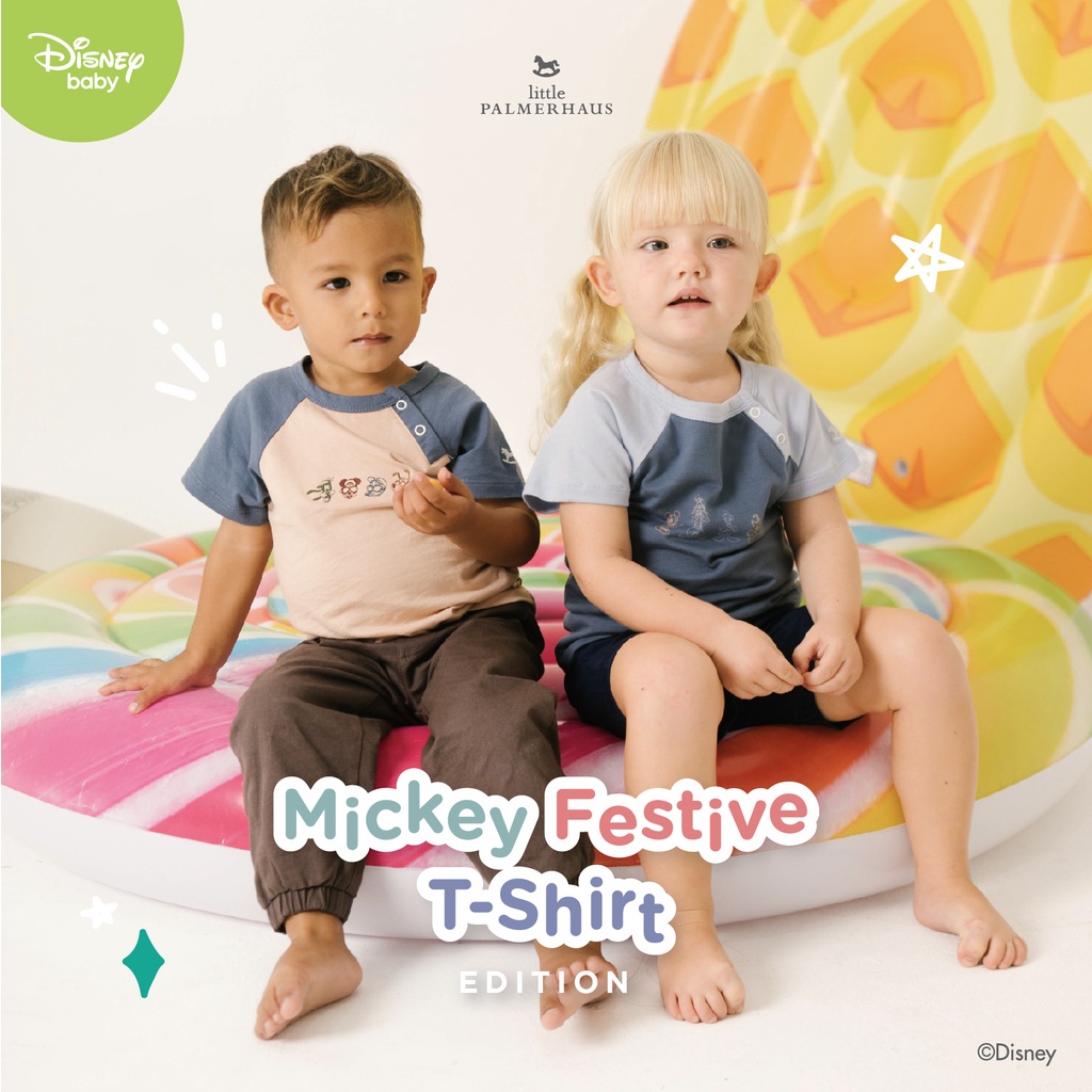 PROMO 7.7 PROMO BAJU LEBARAN LITTLE PALMERHAUS DISNEY MICKEY FESTIVE TSHIRT BAJU KAOS ANAK ATASAN ANAK 0 - 3 TAHUN