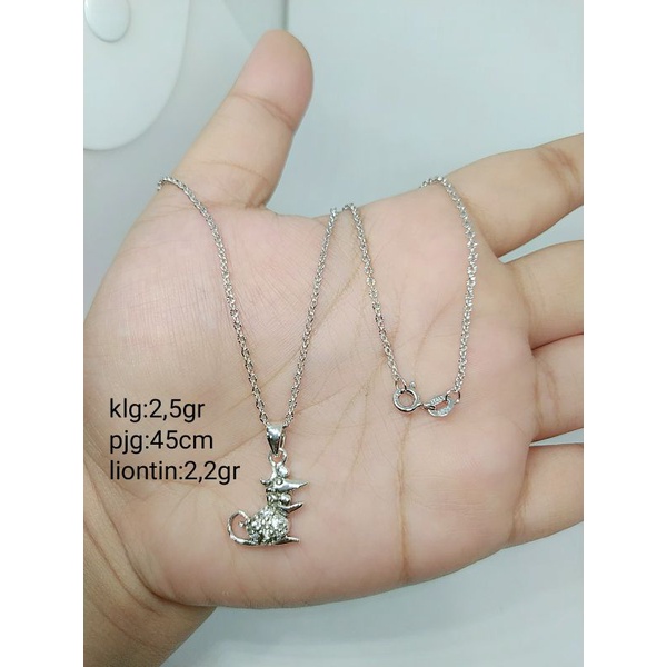 KALUNG PERAK ASLI 925 LAPIS EMAS/KALUNG NORI UKIR+LIONTIN MICKEY MOUSE CAMPUR MODEL/ASLI SILVER/FASHION WANITA