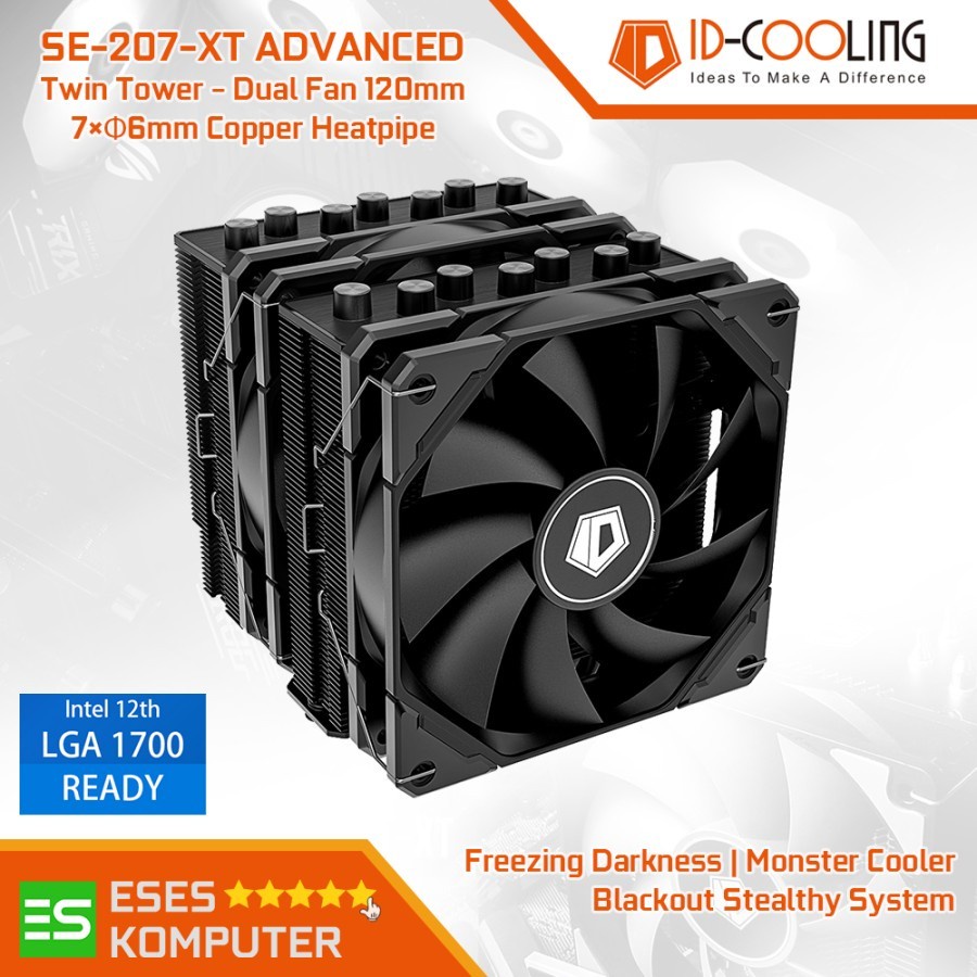 HSF ID-COOLING SE-207-XT ADVANCED BLACK | Twin Tower 120mm CPU Cooler