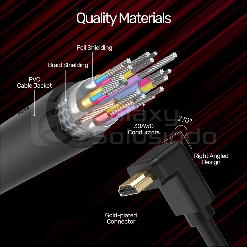 UNITEK Y-C1008 HDMI 2.0 4K 60Hz Right Angle 270 Degree Cable 2m