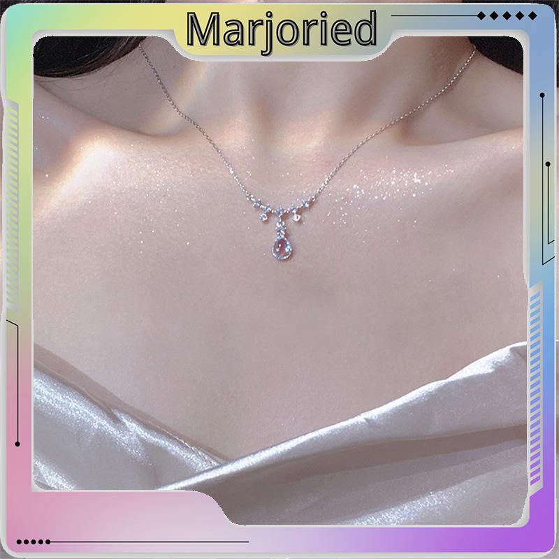 Kalung Fashion Wanita All-match Niche Design Light Luxury Moonstone Water Drop Necklace-MJD-MJD