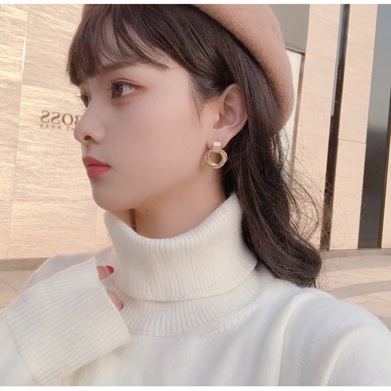 Anting Vintage multi-layer Bulat Untuk Wanita Aksesoris Telinga Korea