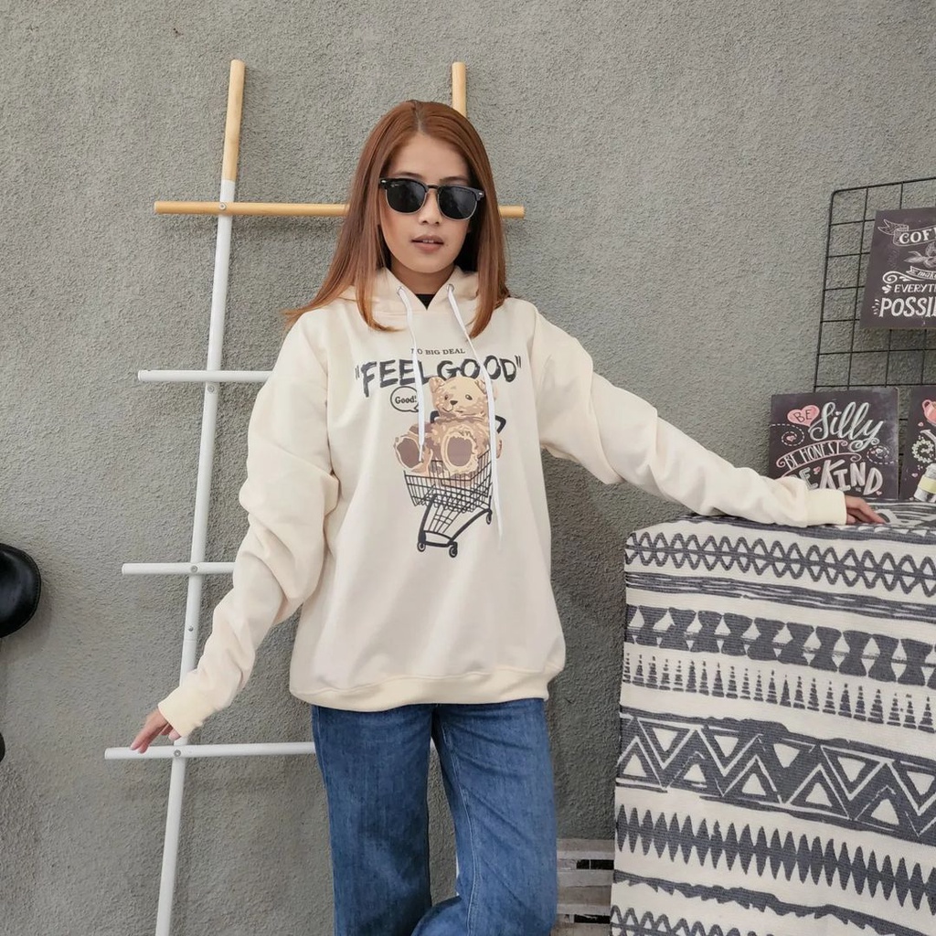 FEEL GOOD TEDDY Hoodie Sweater Oversize | Outerwear Pria Wanita Terbaru Fashion Terkini Korean Style