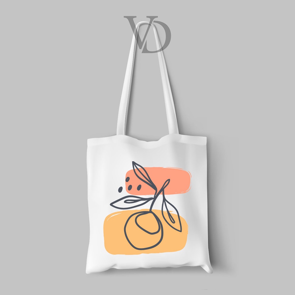 TOTE BAG KANVAS MOTIF ABSTRACT ART FLOWER LEAF/ AESTHETIC TOTE BAG / TAS BELANJA MOTIF ABSTRAK