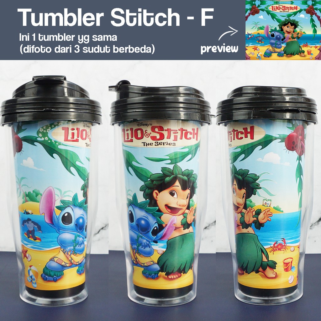 Tumbler STITCH - Botol Minum Kartun Anak Teman Lilo Souvenir Hadiah Unik Tumblr-Stitch-F