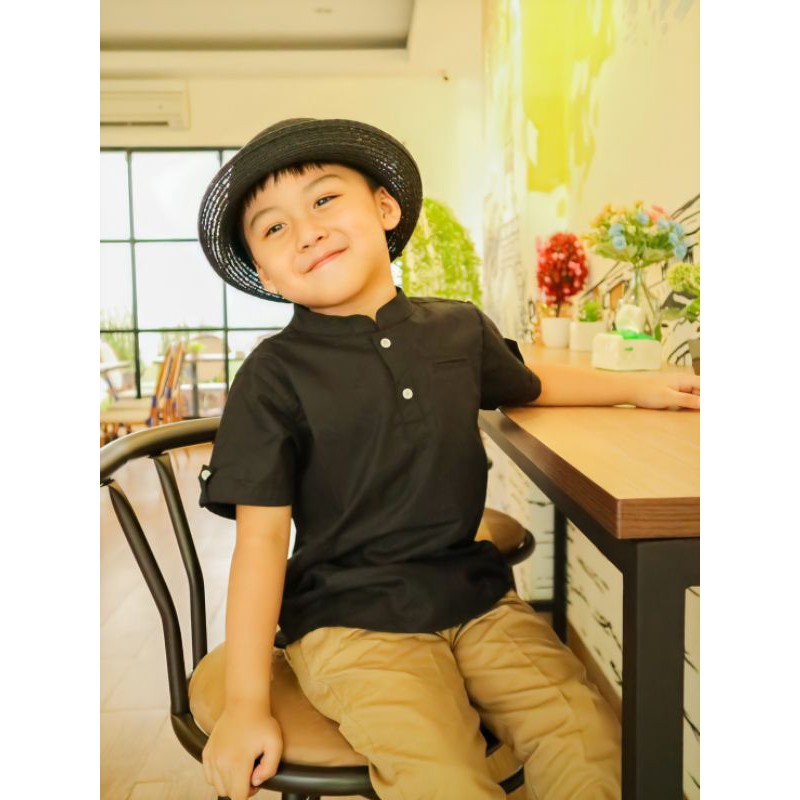 Yobebee Kemeja Katun Tangan Pendek Anak Laki Laki Usia 2 4 6 8 10 12 Tahun Baju Atasan Kids Polos Remaja Tanggung Boy Shirt Model Casual Formal Kemeja Chiangi Kerah Anak Cowok