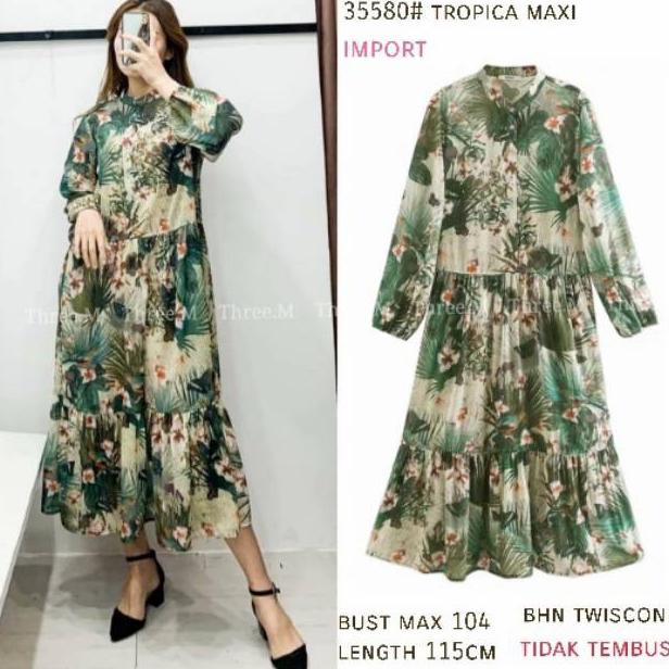 Maxi Dress Longdress Baju Panjang Wanita Elegan Pantai Pesta Vintage Dp6989