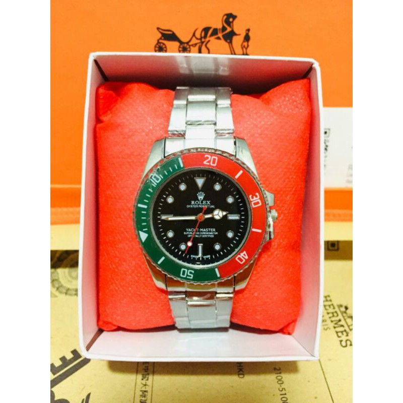 (DE_SYAIF) Jam Tangan Rolex Ring Merah Hijau Ukuran Pria Fre Box