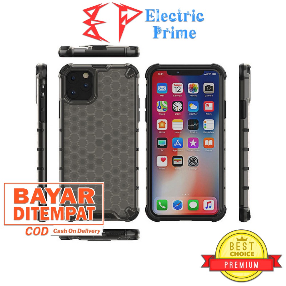 Case iPhone 11 Pro Max Casing Honeycomb Shockproof TPU Transparan Cover