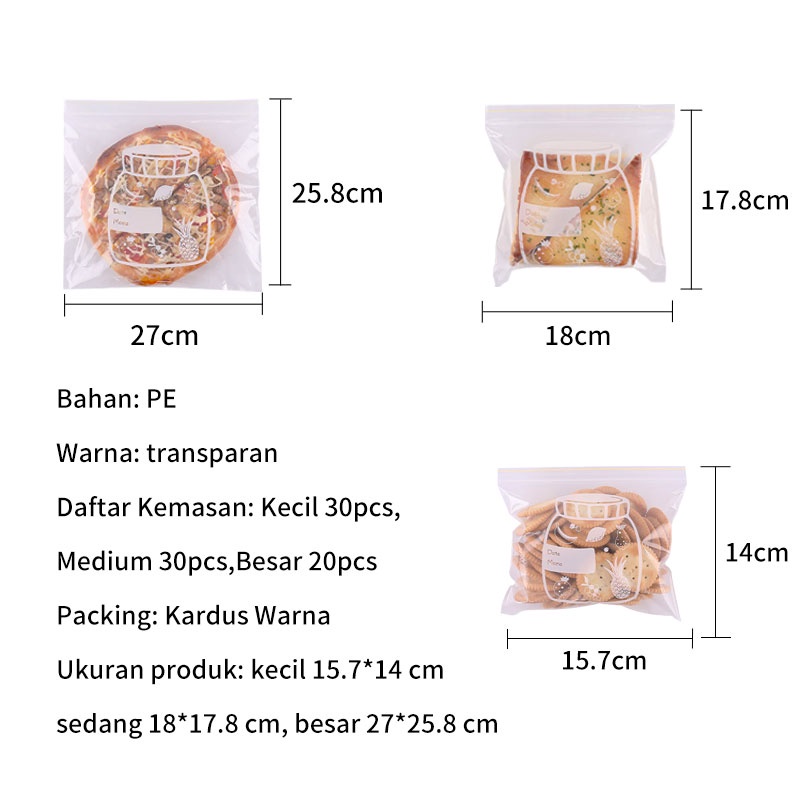 Letyeah &amp; Kaizenliving kantong penyimpan makanan kulkas / Kantong plastik ziplock makanan reusable