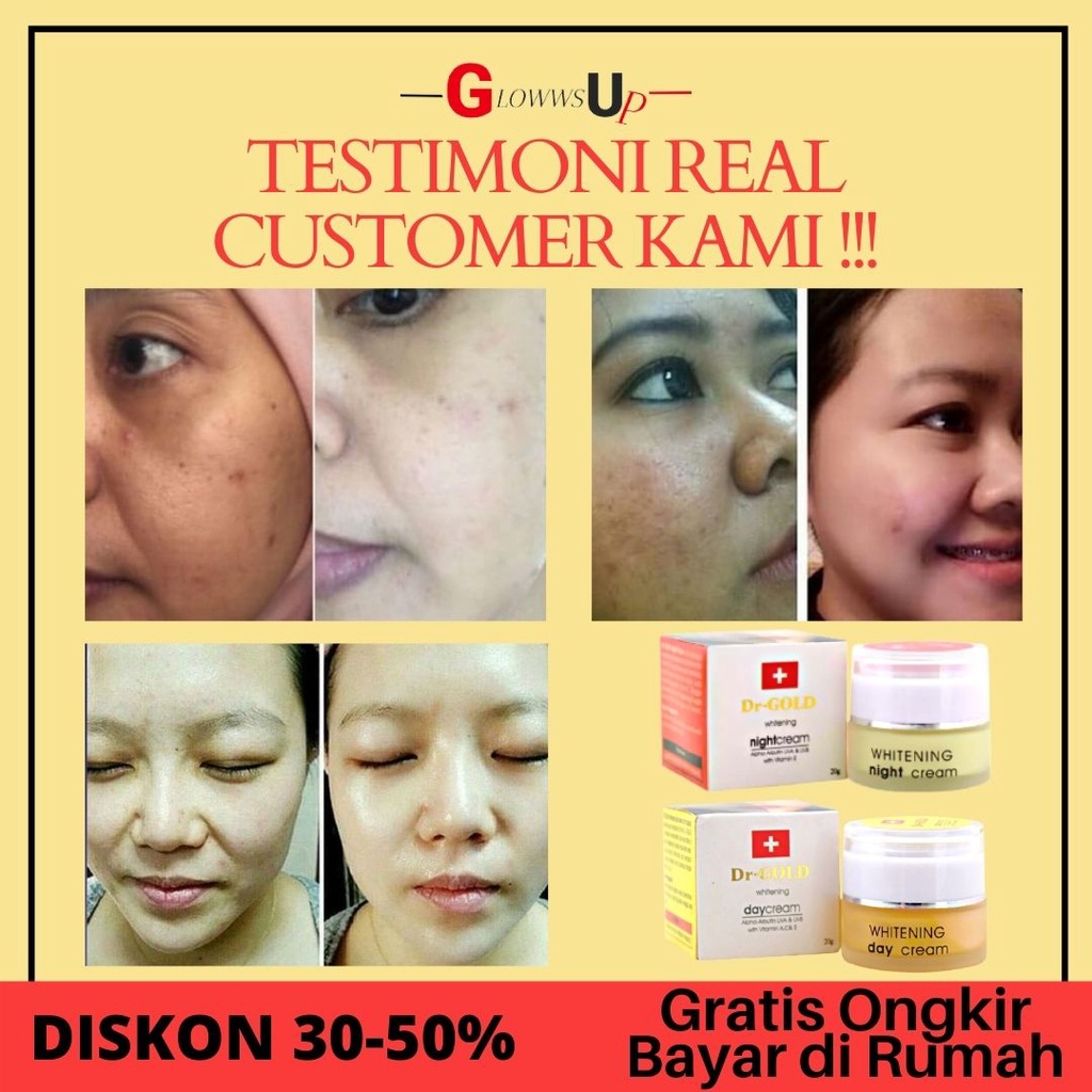 CREAM PENCERAH WAJAH CREAM NIGHT KRIM MALAM DR GOLD WHITENING DAY &amp; NIGHT CREAM ORIGINAL 20GR - CREAM DR GOLD