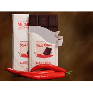 

Red Chili Cabe Dark Chocolate Cokelat Coklat Monggo Kakao 58% 80 Gram